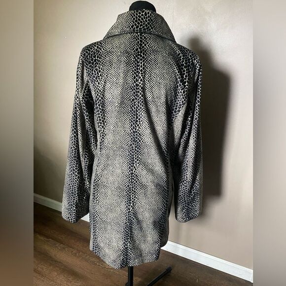DENNIS BASSO faux fur coat GLAM fancy animal print snakeskin soft warm sz S - Picture 5 of 11